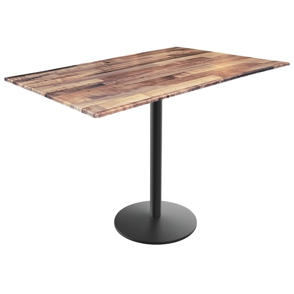42 Tall OD214 Black Table Base w22 Diameter foot and 32x48 Rustic Top, IndoorOutdoor